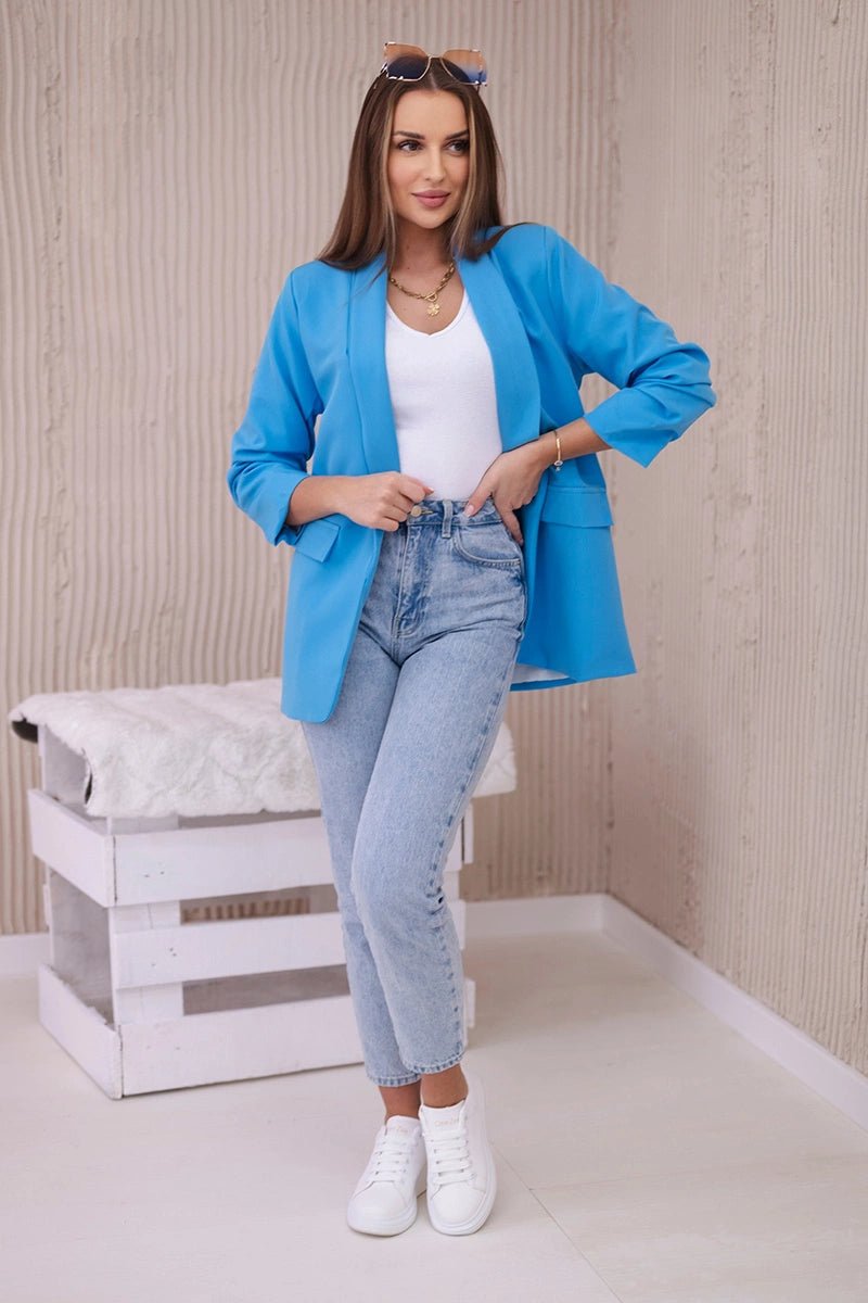 Elegant blazer with lapels 9709 / – Turquoise цвет / color | Lexline Fashion