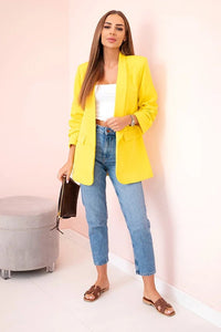 Elegant blazer with lapels 9709 / – Yellow цвет / color | Lexline Fashion