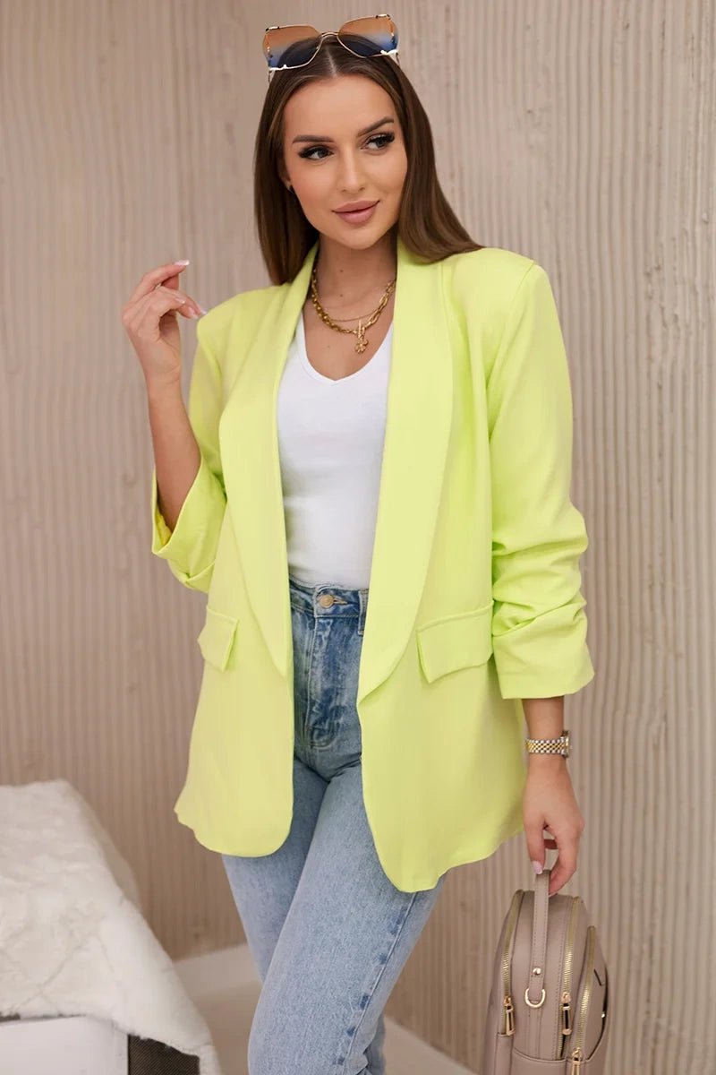 Elegant blazer with lapels 9709 / – Yellow neon цвет / color | Lexline Fashion