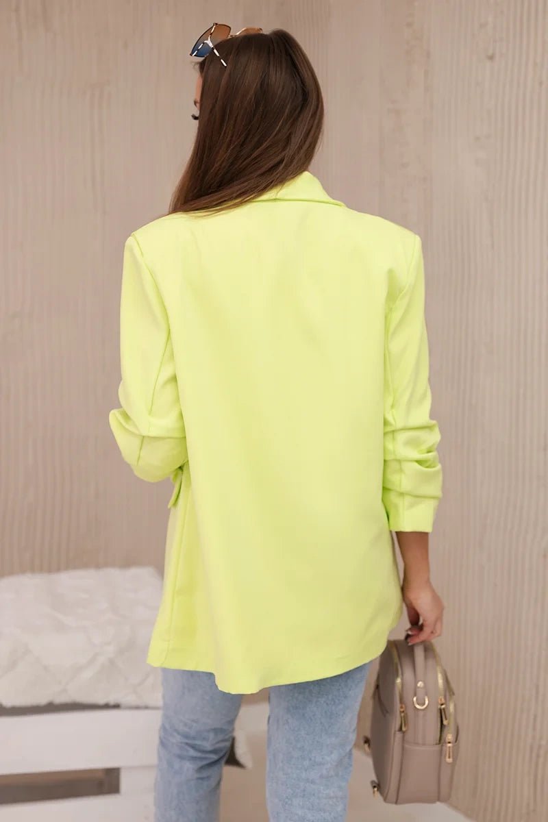 Elegant blazer with lapels 9709 / – Yellow neon цвет / color | Lexline Fashion