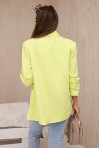 Elegant blazer with lapels 9709 / – Yellow neon цвет / color | Lexline Fashion