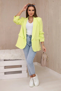 Elegant blazer with lapels 9709 / – Yellow neon цвет / color | Lexline Fashion