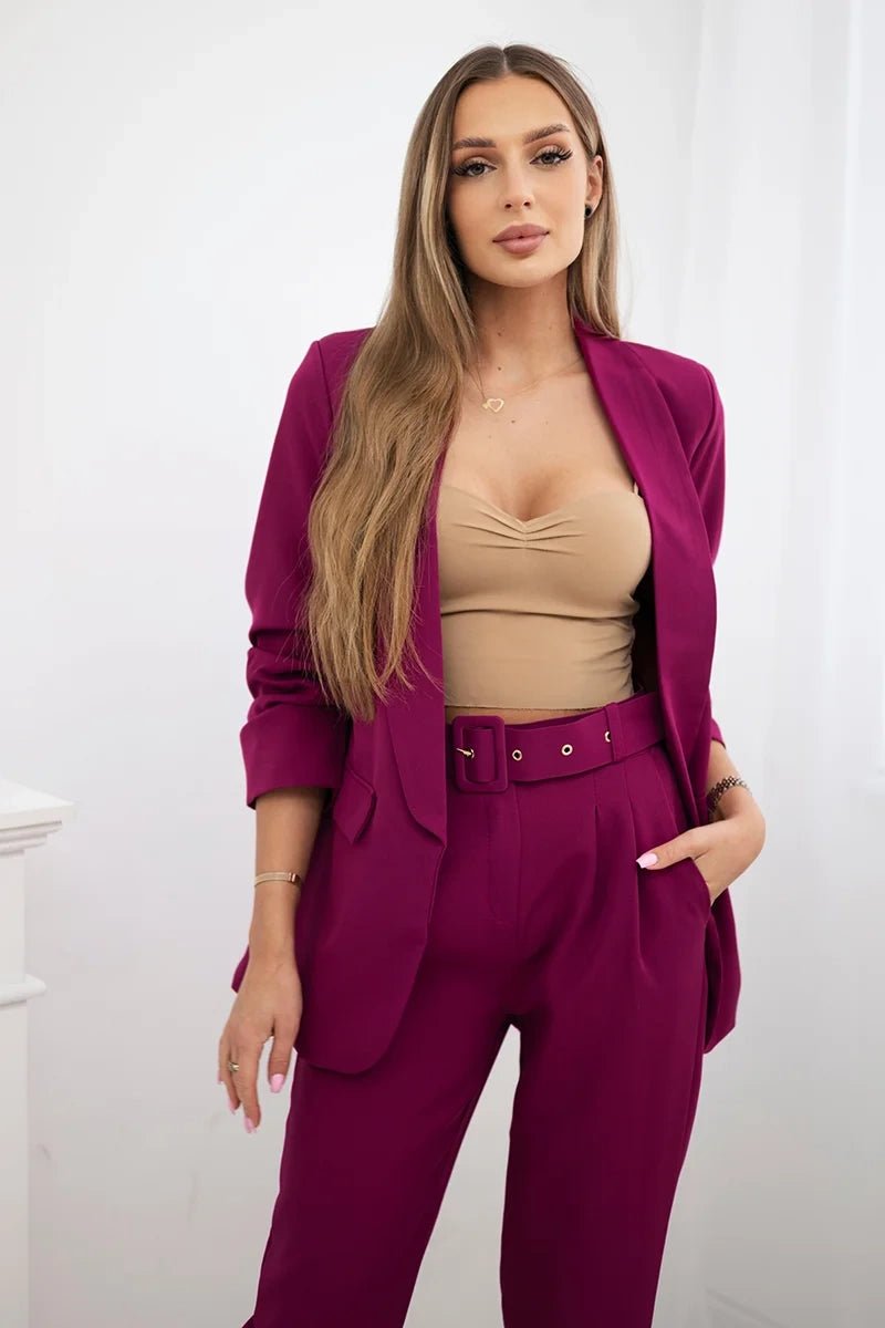 Elegant set of blazer and trousers 80172K / – Dark || beige цвет / color | Lexline Fashion