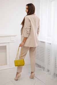 Elegant set of blazer and trousers 80172K / – Dark || beige цвет / color | Lexline Fashion