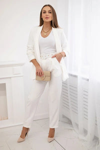 Elegant set of blazer and trousers 80172K / – Ecru цвет / color | Lexline Fashion