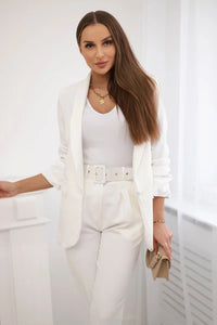 Elegant set of blazer and trousers 80172K / – Ecru цвет / color | Lexline Fashion