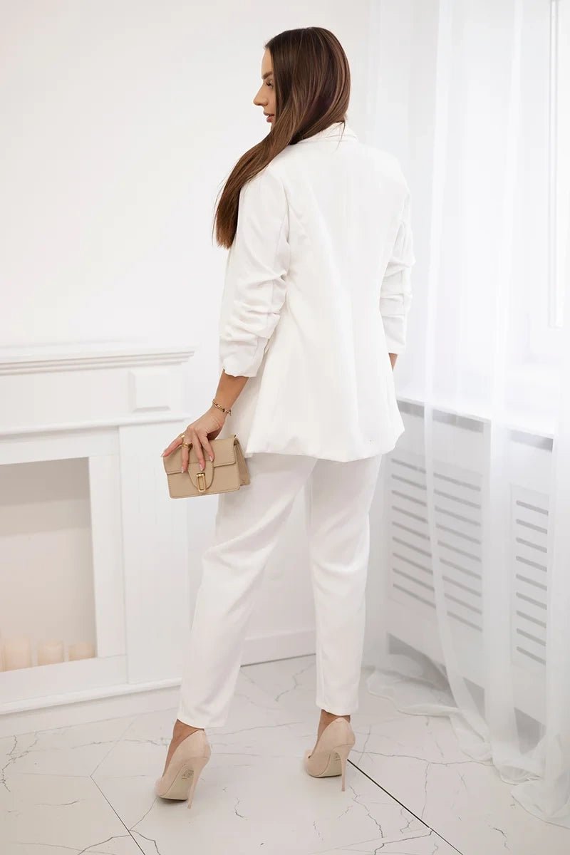 Elegant set of blazer and trousers 80172K / – Ecru цвет / color | Lexline Fashion