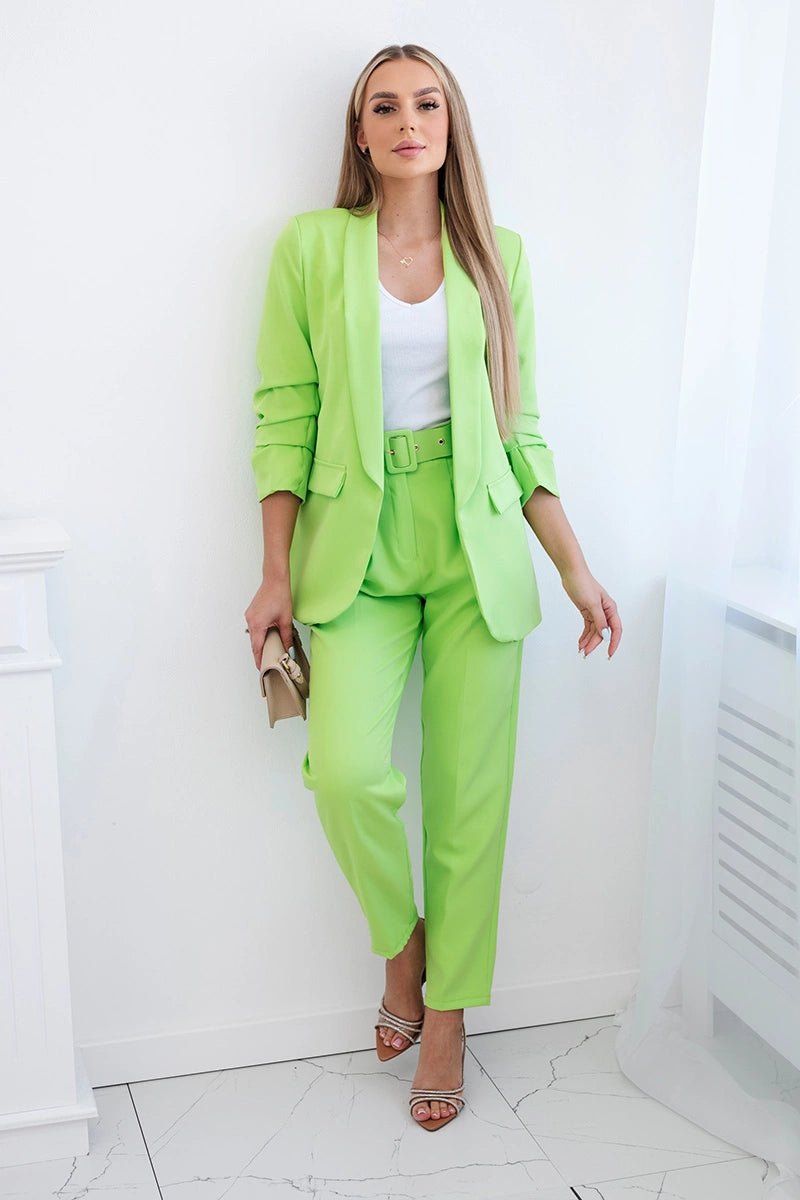 Elegant set of blazer and trousers 80172K / – Green || Neon цвет / color | Lexline Fashion
