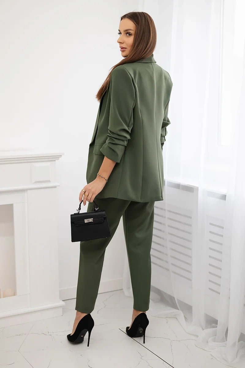 Elegant set of blazer and trousers 80172K / – Khaki цвет / color | Lexline Fashion