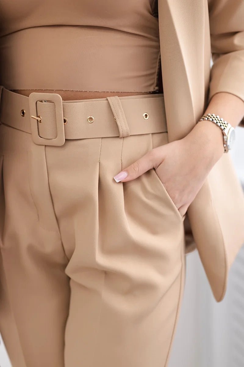 Elegant set of blazer and trousers 80172K / – Light || Camel цвет / color | Lexline Fashion