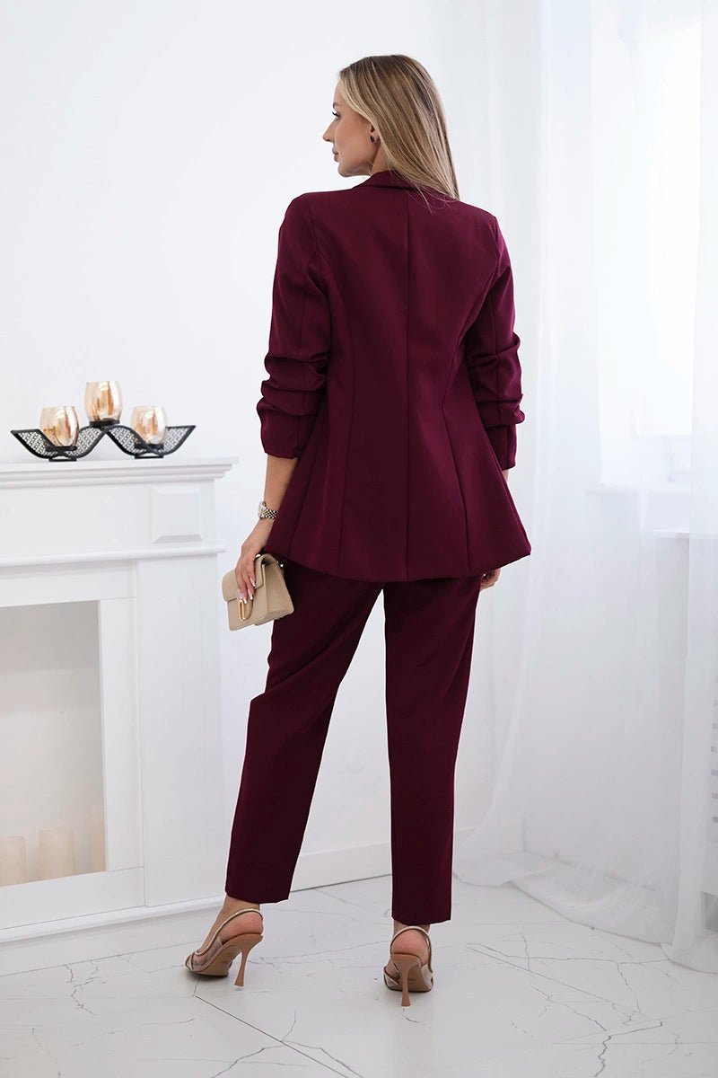 Elegant set of blazer and trousers 80172K / – Maroon цвет / color | Lexline Fashion
