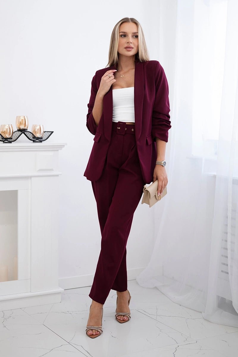 Elegant set of blazer and trousers 80172K / – Maroon цвет / color | Lexline Fashion