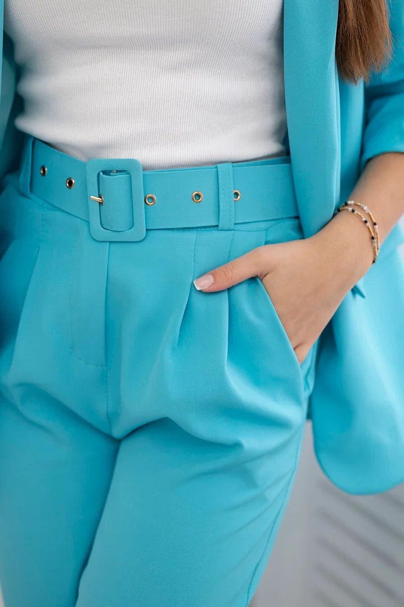 Elegant set of blazer and trousers 80172K / – Turquoise цвет / color | Lexline Fashion