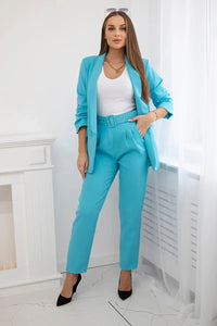 Elegant set of blazer and trousers 80172K / – Turquoise цвет / color | Lexline Fashion