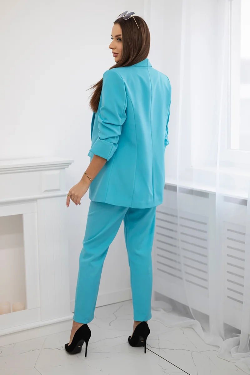 Elegant set of blazer and trousers 80172K / – Turquoise цвет / color | Lexline Fashion