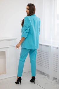 Elegant set of blazer and trousers 80172K / – Turquoise цвет / color | Lexline Fashion