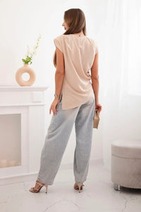 Elegant women's blouse ART6085 / – Beige цвет / color | Lexline Fashion