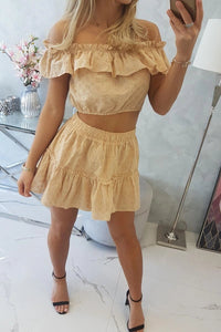 Embroidered set with blouse and skirt 9274 / – Beige цвет / color | Lexline Fashion