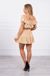 Embroidered set with blouse and skirt 9274 / – Beige цвет / color | Lexline Fashion