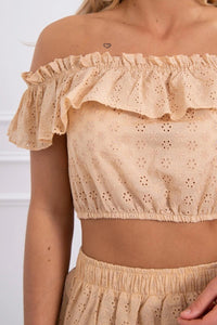 Embroidered set with blouse and skirt 9274 / – Beige цвет / color | Lexline Fashion
