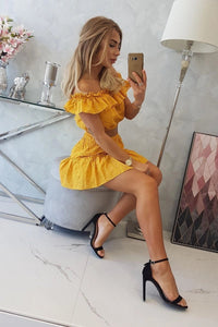 Embroidered set with blouse and skirt 9274 / – Mustard цвет / color | Lexline Fashion