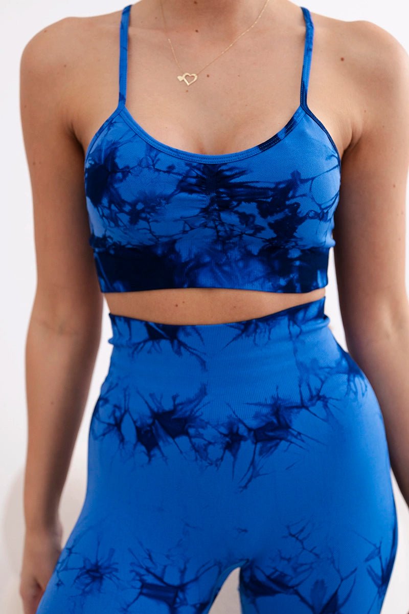Fitness set top with adjustable straps + leggings 82376 / – Blue cornflower цвет / color | Lexline Fashion