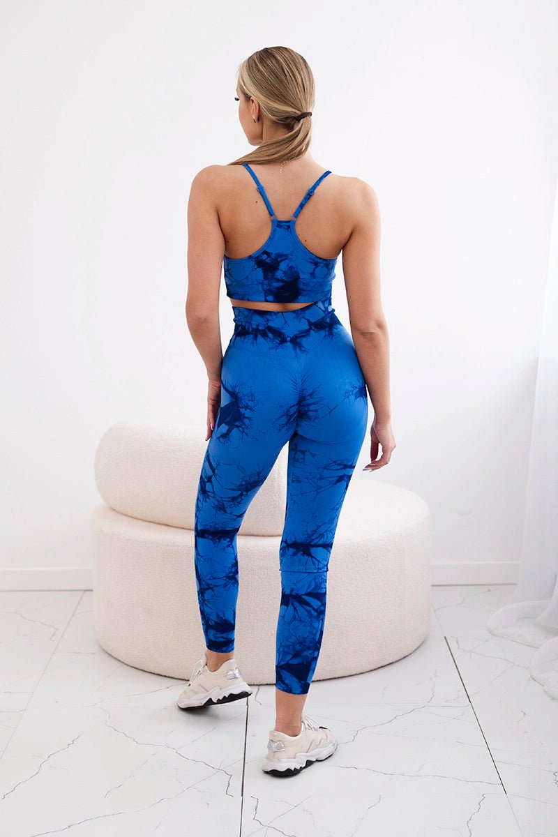 Fitness set top with adjustable straps + leggings 82376 / – Blue cornflower цвет / color | Lexline Fashion