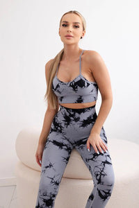 Fitness set top with adjustable straps + leggings 82376 / – Gray цвет / color | Lexline Fashion