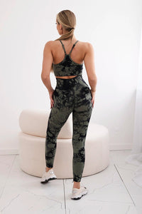 Fitness set top with adjustable straps + leggings 82376 / – Khaki цвет / color | Lexline Fashion