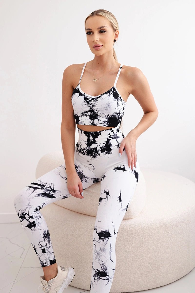 Fitness set top with adjustable straps + leggings 82376 / – White цвет / color | Lexline Fashion