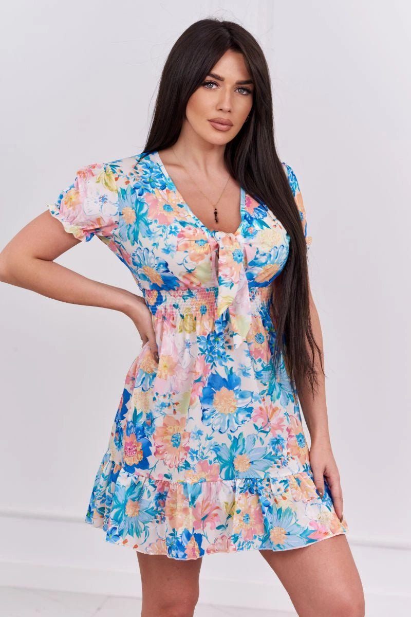 Floral dress 9267 / – Ecru цвет / color | Lexline Fashion