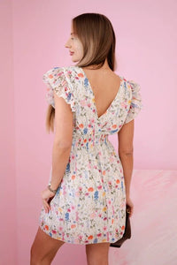Floral dress with frills 9289 / – Ecru цвет / color | Lexline Fashion