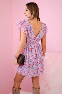 Floral dress with frills 9289 / – Purple цвет / color | Lexline Fashion