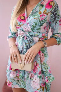 Floral dress with tie waist 9270 / – Mint цвет / color | Lexline Fashion