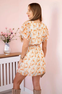 Floral dress with tie waist 9287 / – Ecru цвет / color | Lexline Fashion