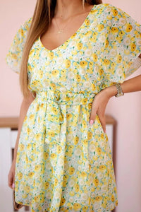 Floral dress with tie waist 9287 / – Mint цвет / color | Lexline Fashion