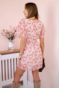 Floral dress with tie waist 9287 / – Powder цвет / color | Lexline Fashion