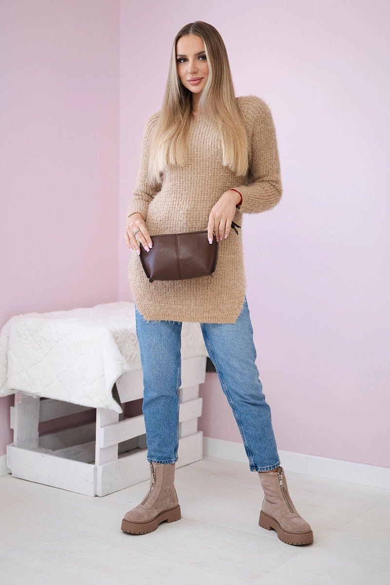 Fluffy sweater IT - 57 / – Camel цвет / color | Lexline Fashion