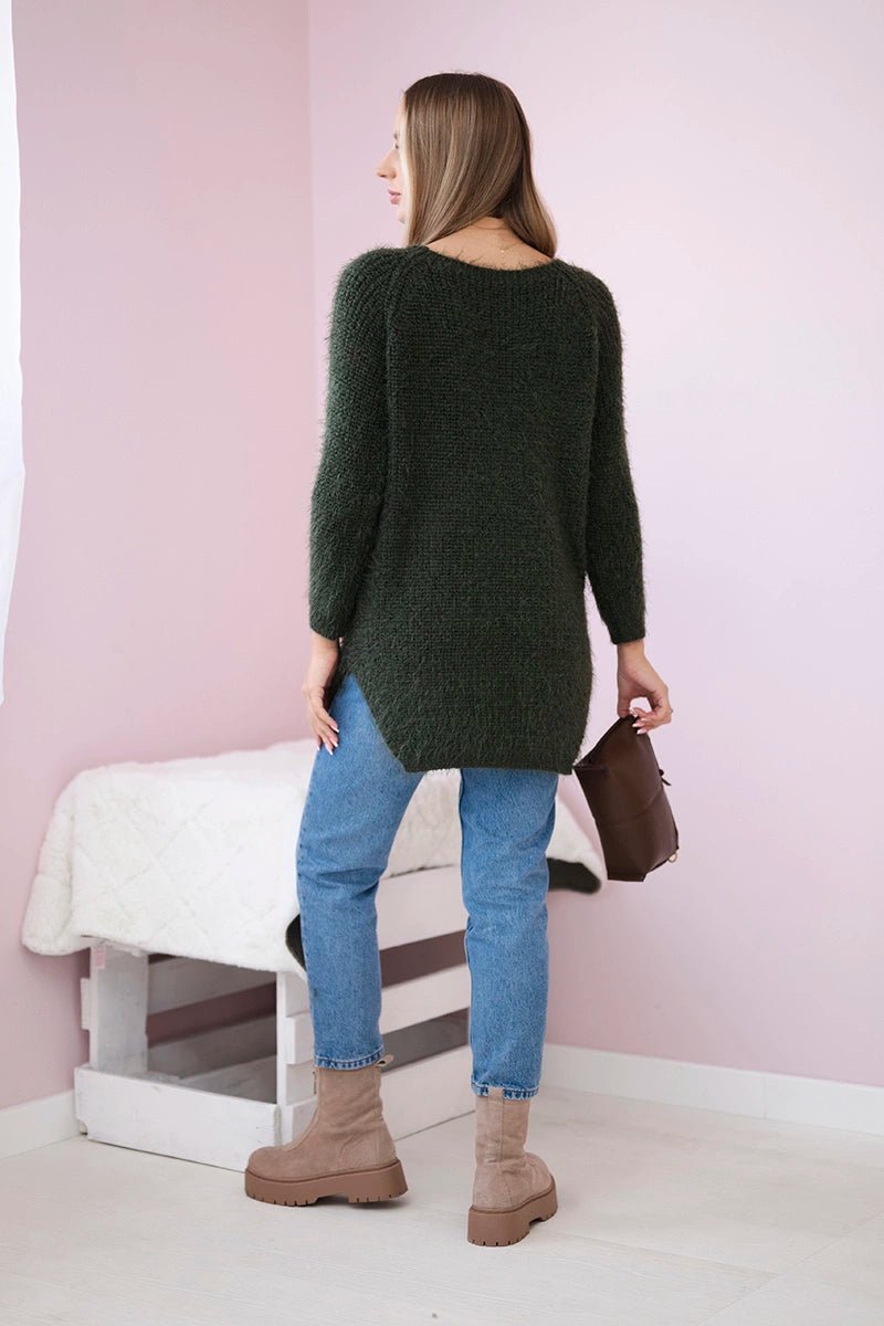 Fluffy sweater IT - 57 / – Khaki цвет / color | Lexline Fashion
