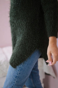 Fluffy sweater IT - 57 / – Khaki цвет / color | Lexline Fashion