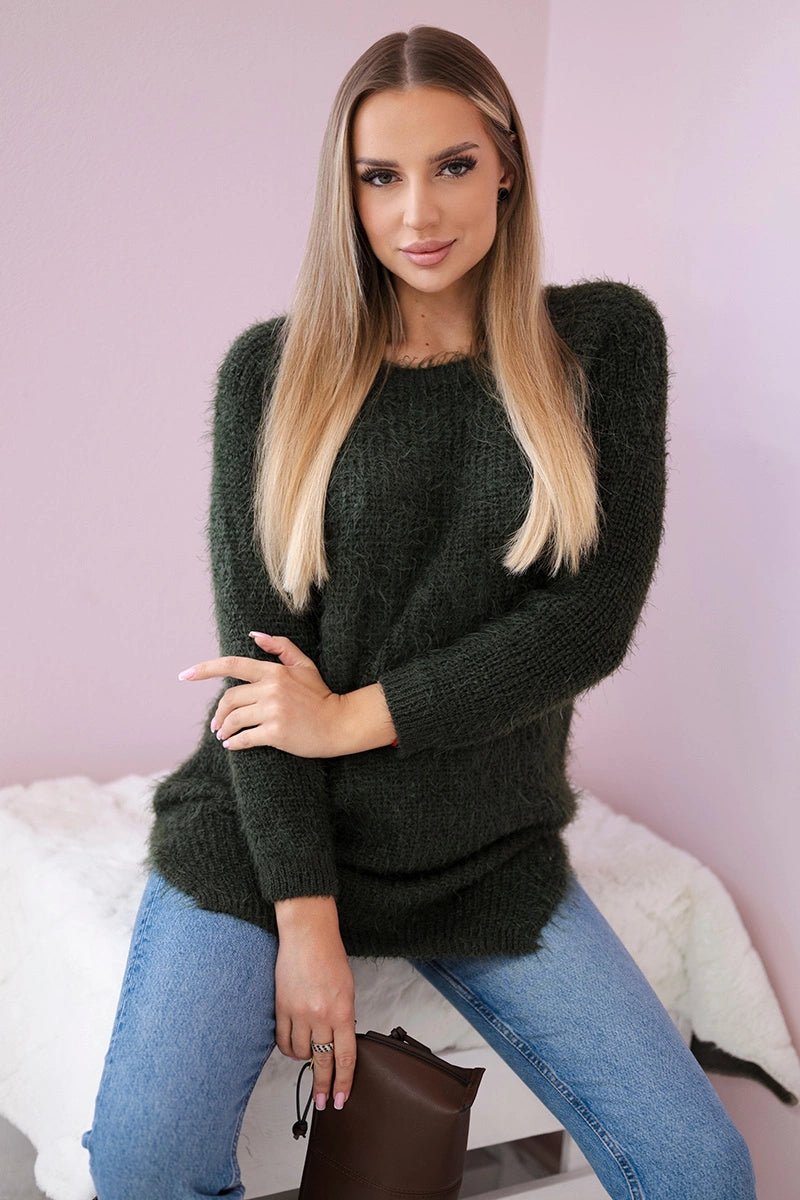Fluffy sweater IT - 57 / – Khaki цвет / color | Lexline Fashion