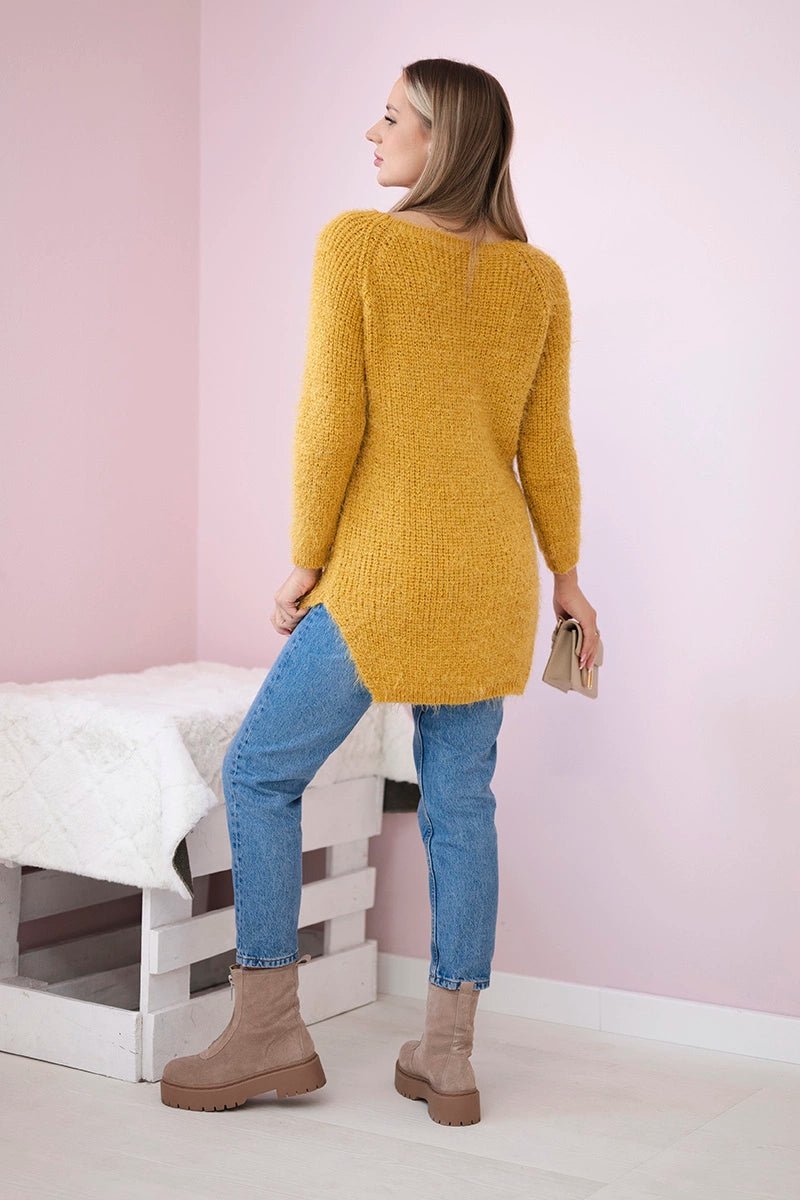 Fluffy sweater IT - 57 / – Mustard цвет / color | Lexline Fashion