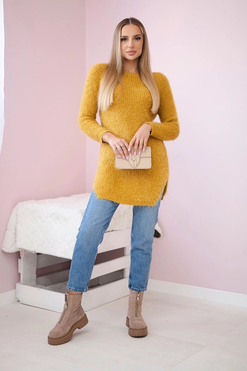 Fluffy sweater IT - 57 / – Mustard цвет / color | Lexline Fashion