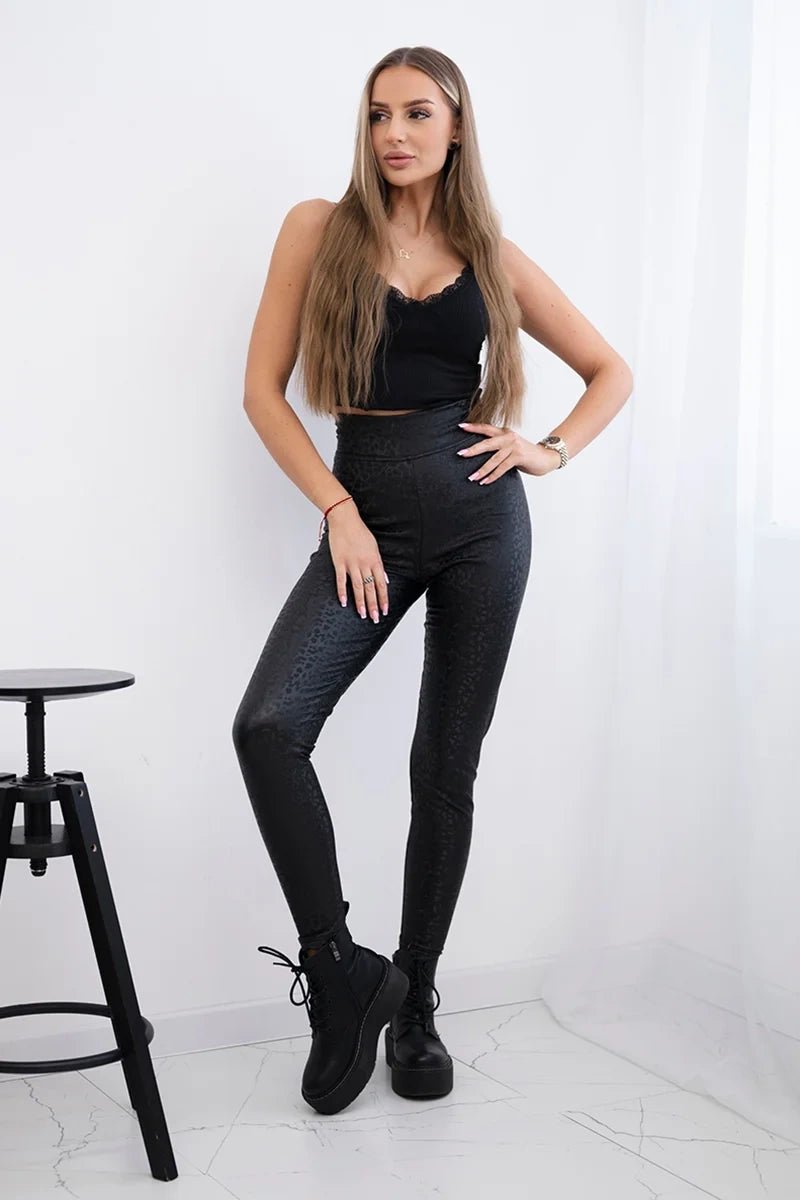 High waist leggings pants 9405 / – Black цвет / color | Lexline Fashion