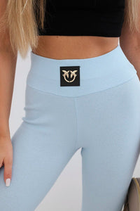 High waisted ribbed leggings 9440 / – Blue цвет / color | Lexline Fashion