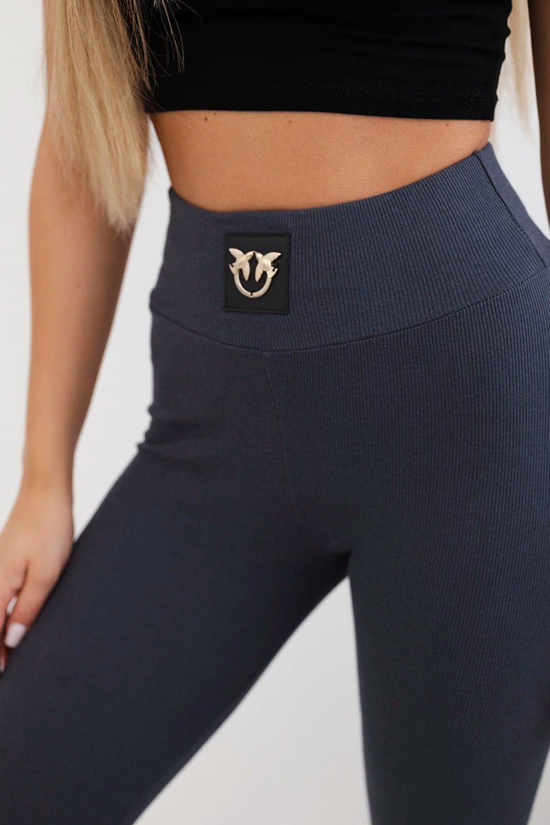 High waisted ribbed leggings 9440 / – Graphite цвет / color | Lexline Fashion