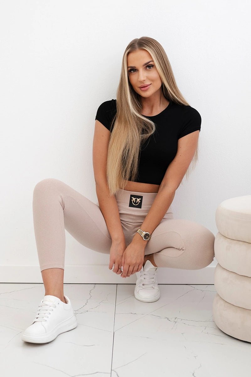 High waisted ribbed leggings 9440 / – Graphite цвет / color | Lexline Fashion