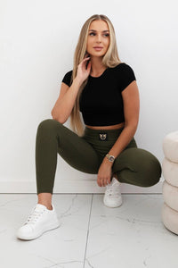 High waisted ribbed leggings 9440 / – Light || Beige цвет / color | Lexline Fashion