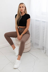 High waisted ribbed leggings 9440 / – Mint || Dark цвет / color | Lexline Fashion