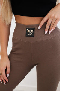 High waisted ribbed leggings 9440 / – Mocca цвет / color | Lexline Fashion